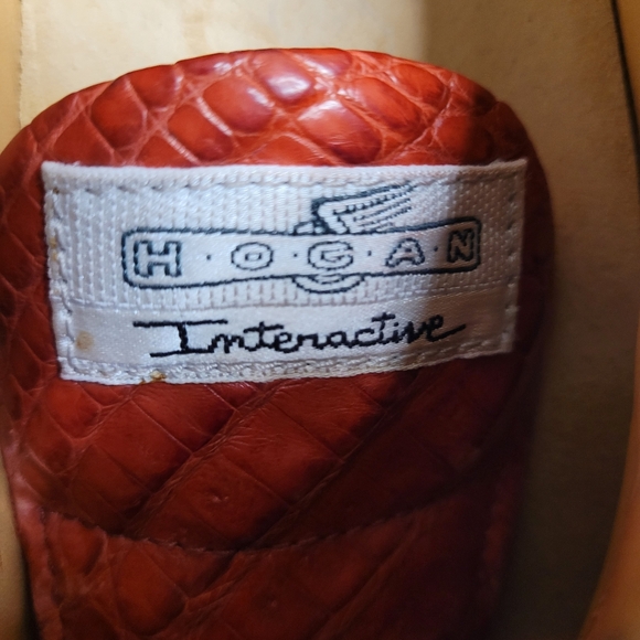 Hogan Red Croc Embossed Leather Sneakers Womens EU 37 US 6.5-7 - Picture 8 of 11